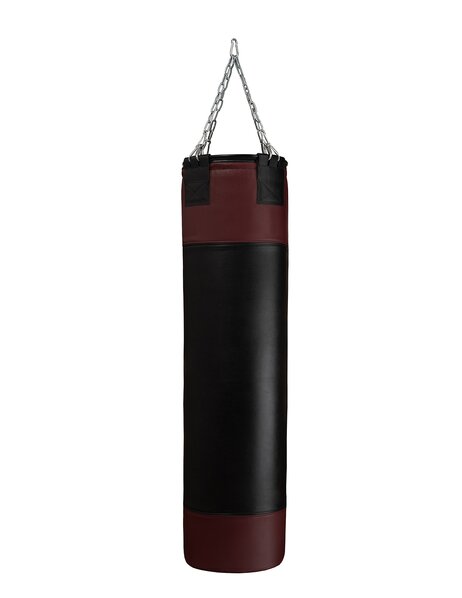 Боксерский мешок из натуральной кожи 150см/40см/70кг (черно-бордовый)